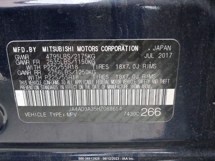 2017 MITSUBISHI OUTLANDER SE/SEL - JA4AD3A35HZ068654
