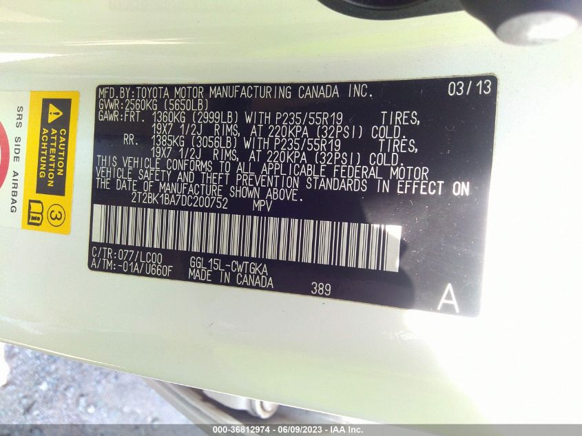 2013 LEXUS RX 350 - 2T2BK1BA7DC200752