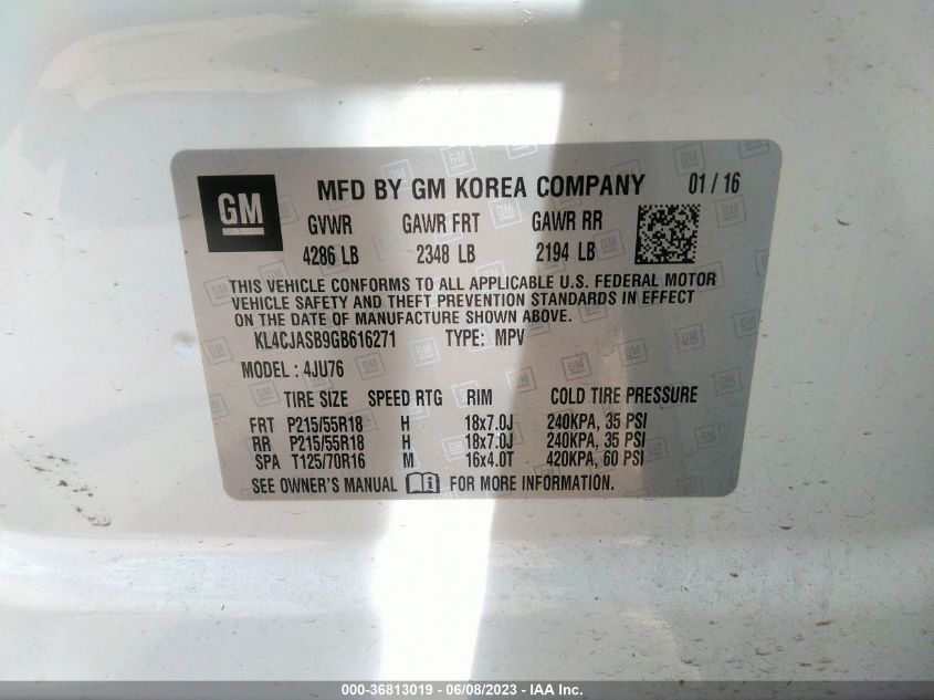 2016 BUICK ENCORE - KL4CJASB9GB616271