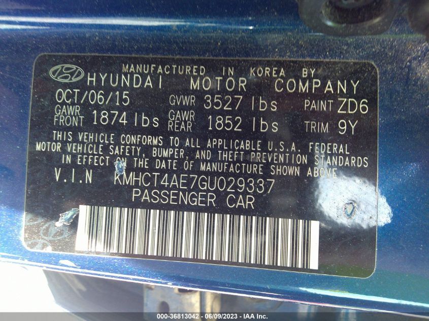 2016 HYUNDAI ACCENT SE - KMHCT4AE7GU029337