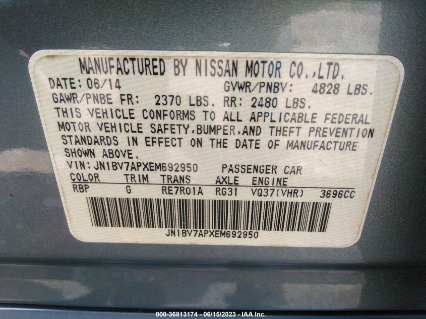 2014 INFINITI Q50 SPORT - JN1BV7APXEM692950
