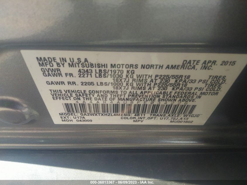 2015 MITSUBISHI OUTLANDER SPORT SE - 4A4AR4AU8FE034226