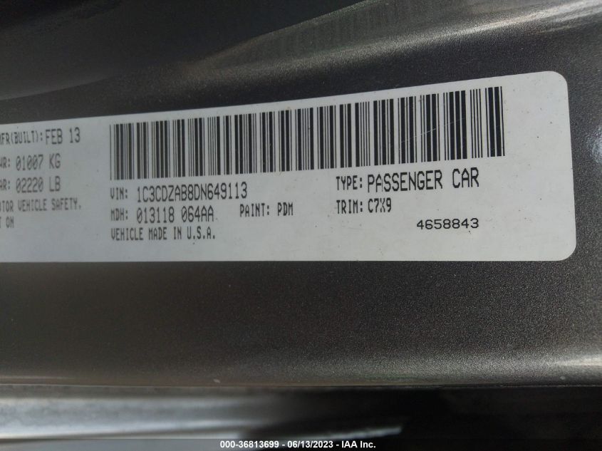 2013 DODGE AVENGER SE - 1C3CDZAB8DN649113