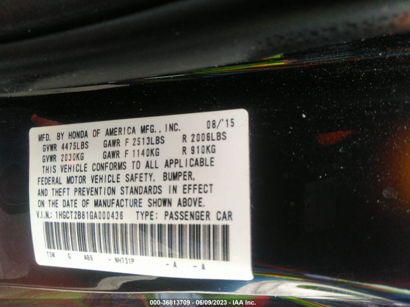 2016 HONDA ACCORD COUPE EX-L - 1HGCT2B81GA000436