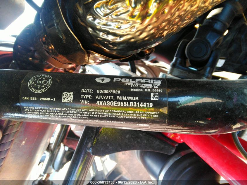 2020 POLARIS SCRAMBLER XP 1000 S - 4XASGE955LB314419