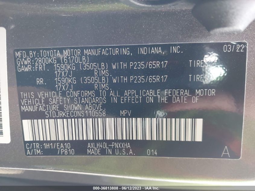 2022 TOYOTA SIENNA XLE - 5TDJRKEC0NS110558
