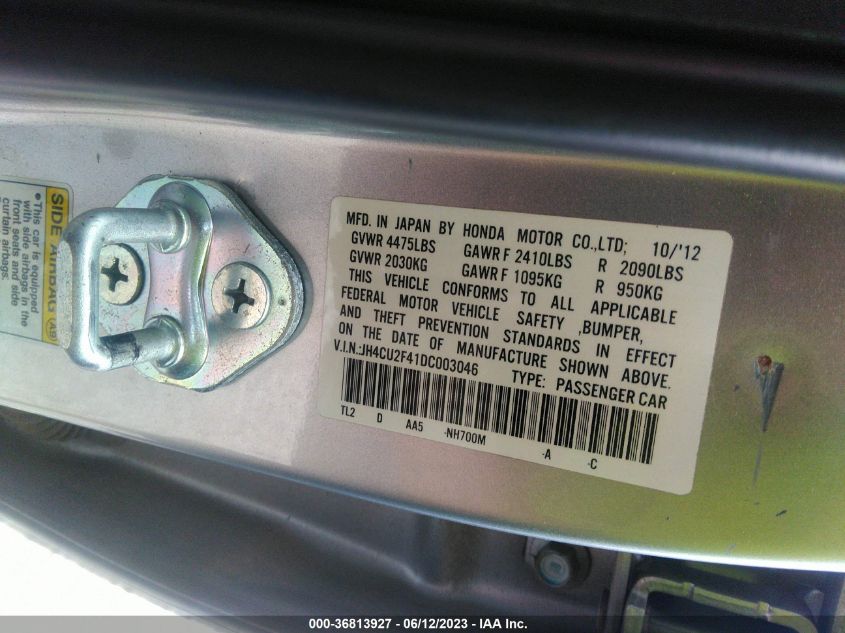 2013 ACURA TSX - JH4CU2F41DC003046