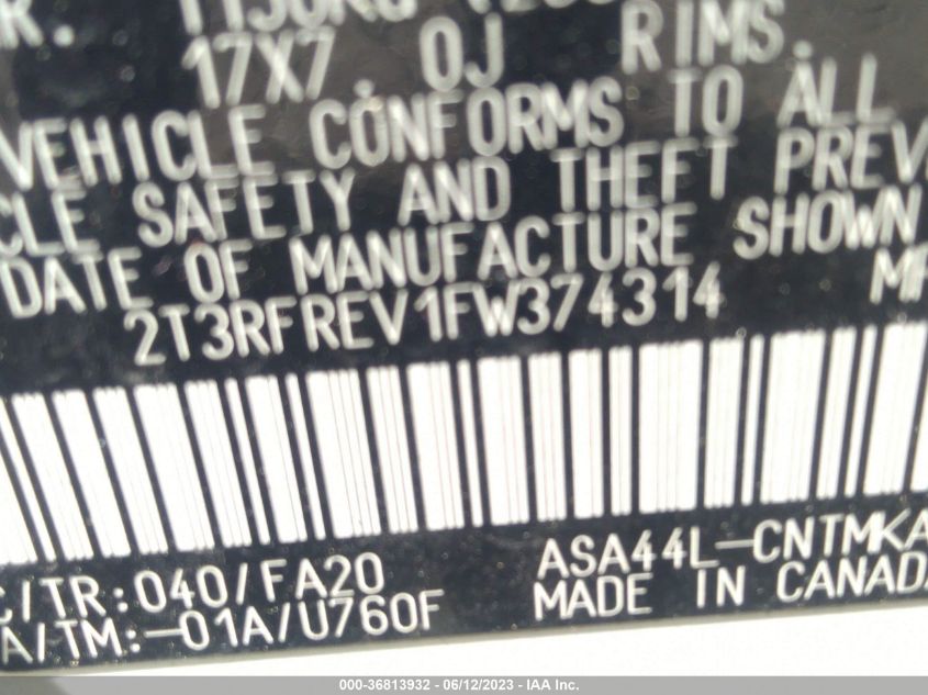 2015 TOYOTA RAV4 XLE - 2T3RFREV1FW374314