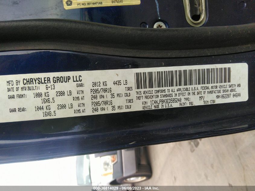 2014 JEEP PATRIOT SPORT - 1C4NJPBA3ED585240