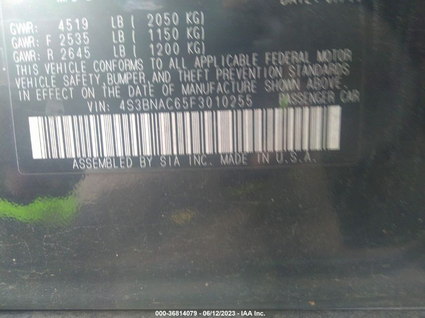 2015 SUBARU LEGACY 2.5I PREMIUM - 4S3BNAC65F3010255