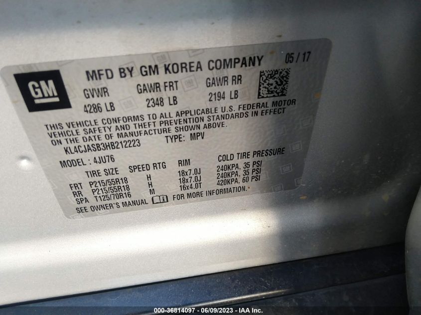 2017 BUICK ENCORE PREFERRED - KL4CJASB3HB212223