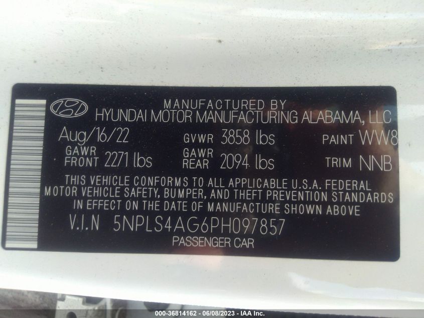 2023 HYUNDAI ELANTRA SEL - 5NPLS4AG6PH097857