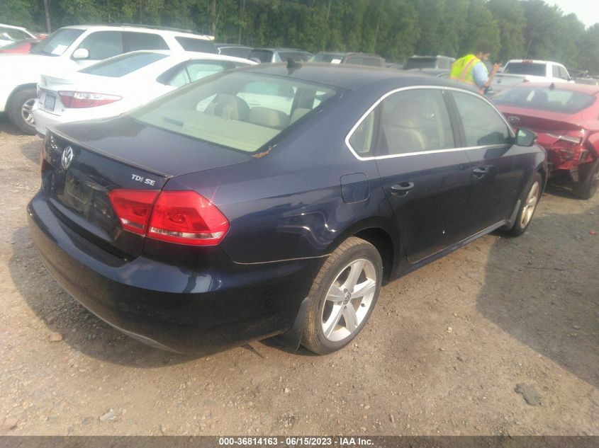 2013 VOLKSWAGEN PASSAT TDI SE W/SUNROOF - 1VWBN7A30DC029009