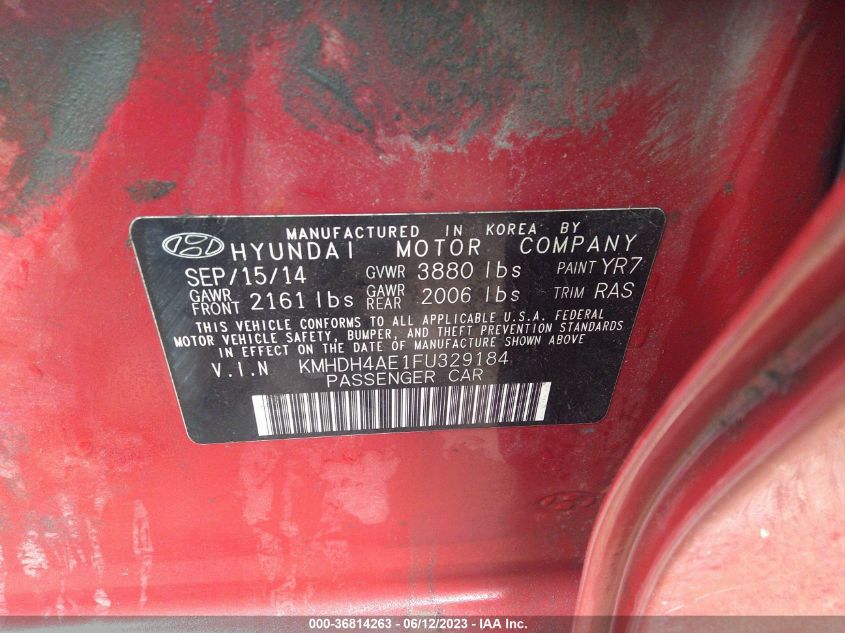 2015 HYUNDAI ELANTRA SE - KMHDH4AE1FU329184