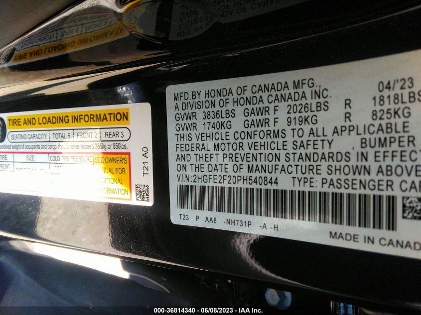 2023 HONDA CIVIC SEDAN LX - 2HGFE2F20PH540844