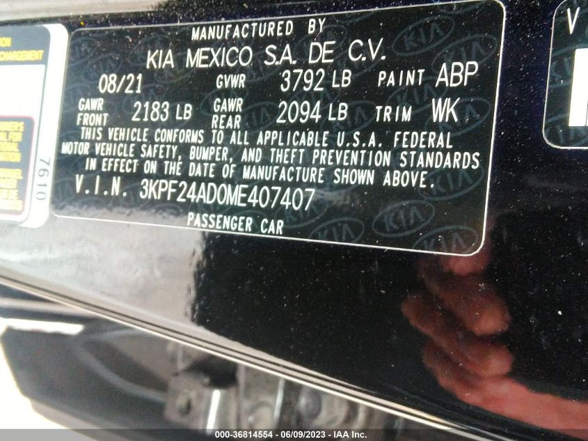 2021 KIA FORTE FE/LXS - 3KPF24AD0ME407407