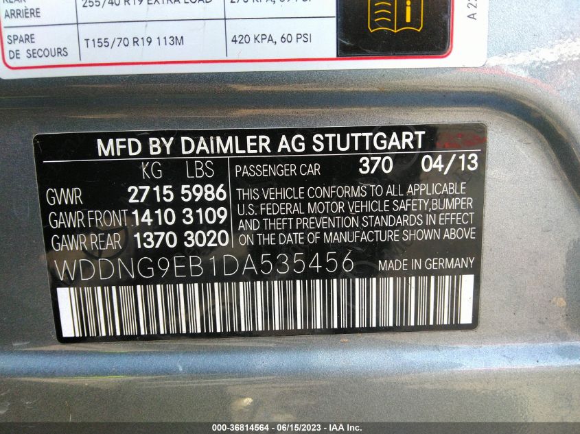 2013 MERCEDES-BENZ S-CLASS S 550 - WDDNG9EB1DA535456