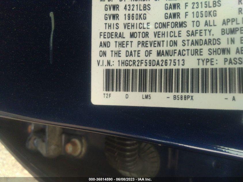 2013 HONDA ACCORD SDN SPORT - 1HGCR2F59DA267513