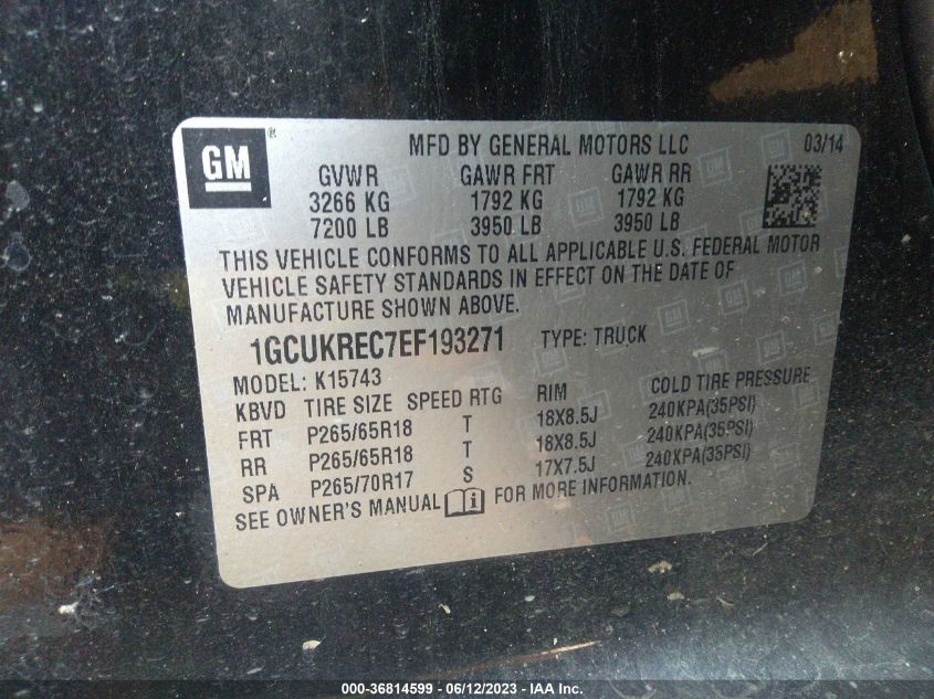2014 CHEVROLET SILVERADO 1500 LT - 1GCUKREC7EF193271