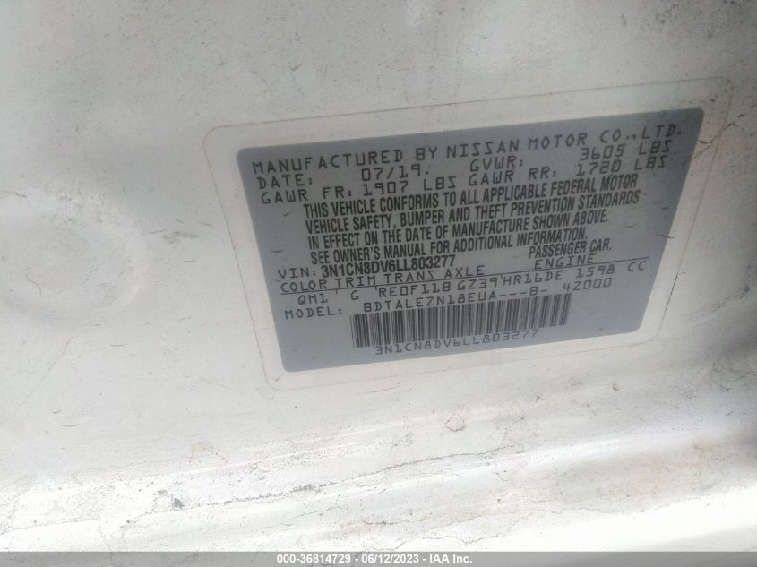 2020 NISSAN VERSA S - 3N1CN8DV6LL803277