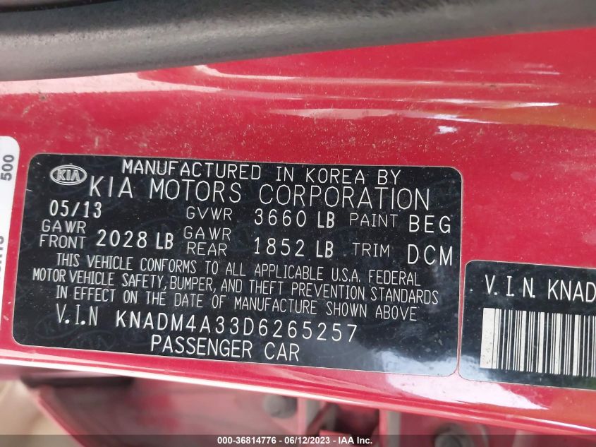 2013 KIA RIO LX - KNADM4A33D6265257