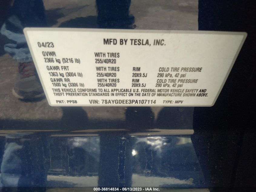 2023 TESLA MODEL Y LONG RANGE - 7SAYGDEE3PA107114