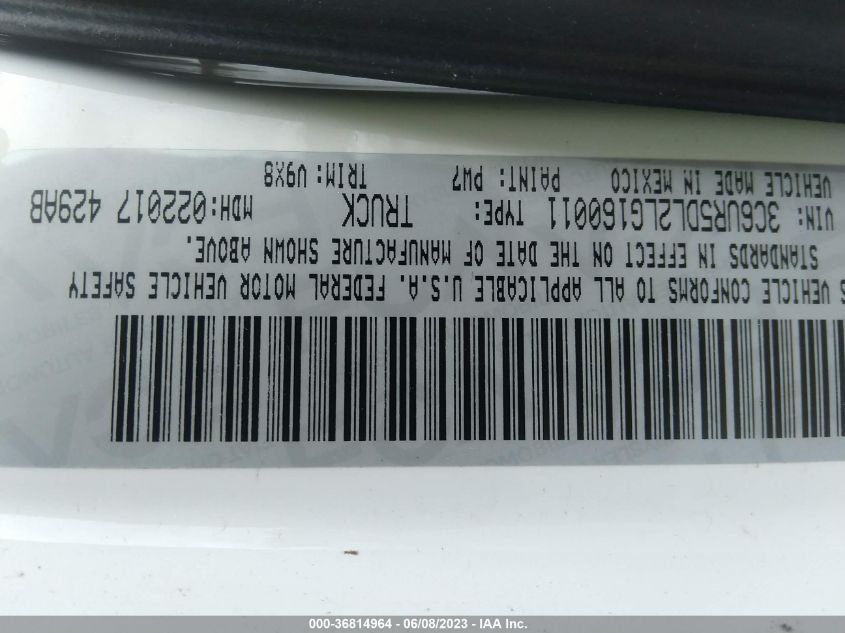 2020 RAM 2500 BIG HORN - 3C6UR5DL2LG160011