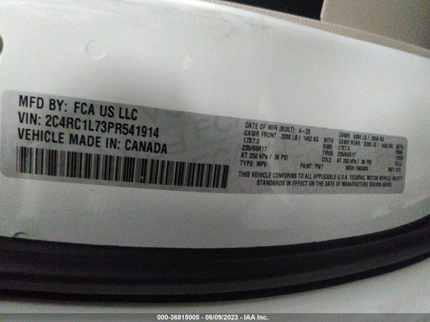 2023 CHRYSLER PACIFICA - 2C4RC1L73PR541914