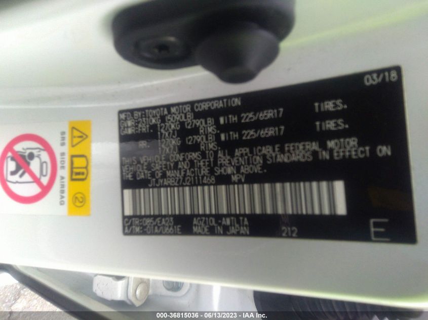 2018 LEXUS NX NX 300 - JTJYARBZ7J2111468