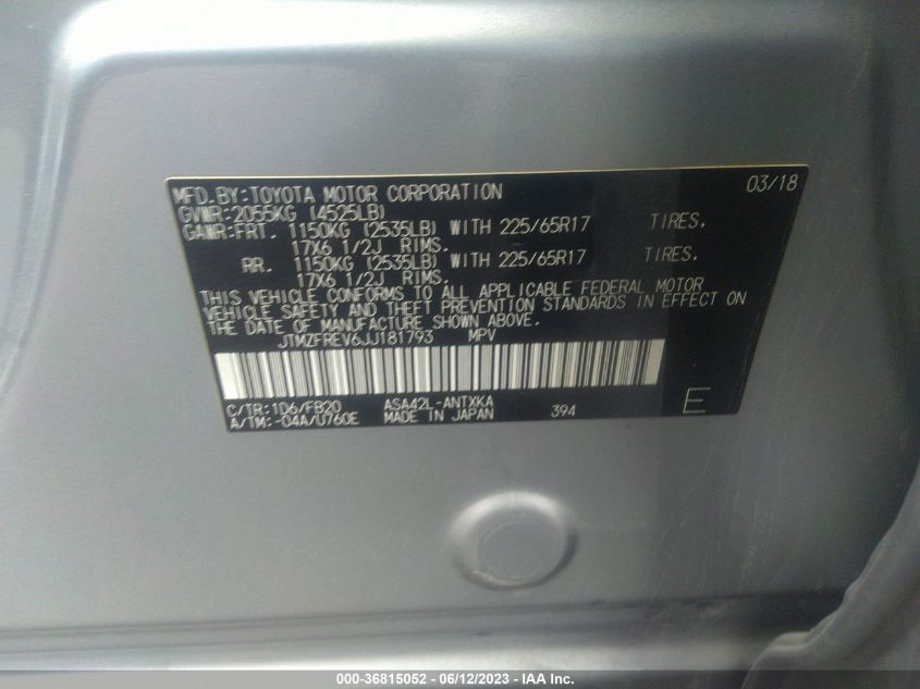 2018 TOYOTA RAV4 LE - JTMZFREV6JJ181793
