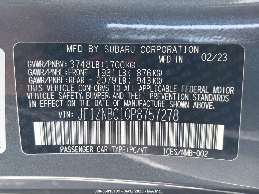 2023 TOYOTA GR86 - JF1ZNBC10P8757278