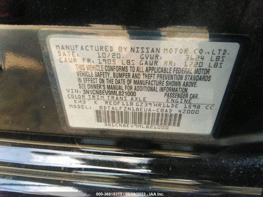 2021 NISSAN VERSA SV - 3N1CN8EV9ML821000