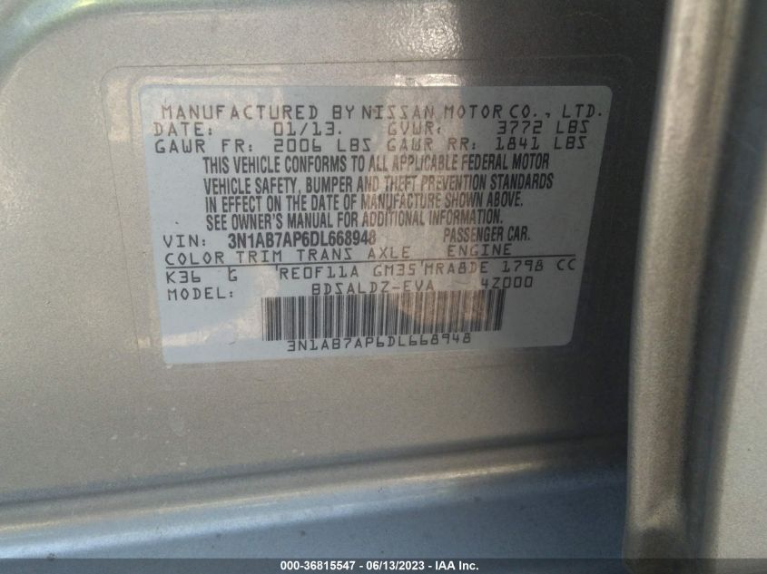 2013 NISSAN SENTRA SV - 3N1AB7AP6DL668948