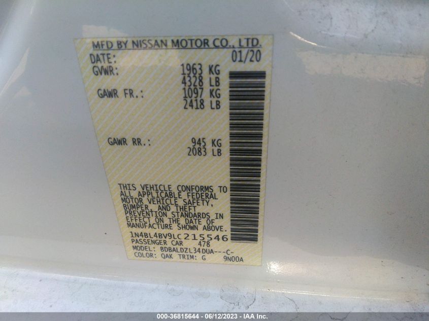 2020 NISSAN ALTIMA 2.5 S - 1N4BL4BV9LC215546