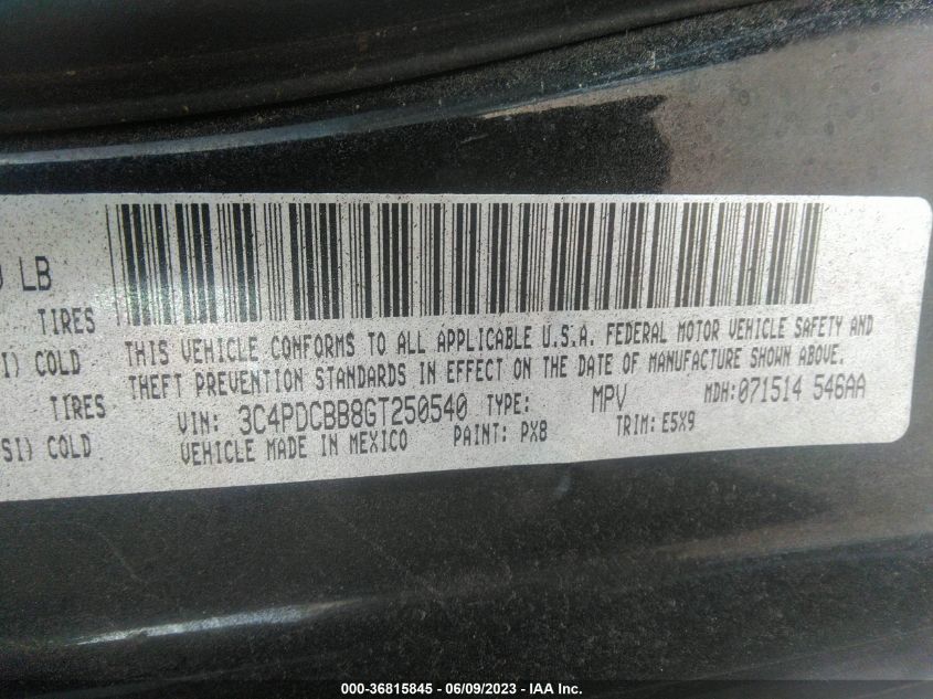 2016 DODGE JOURNEY SXT - 3C4PDCBB8GT250540