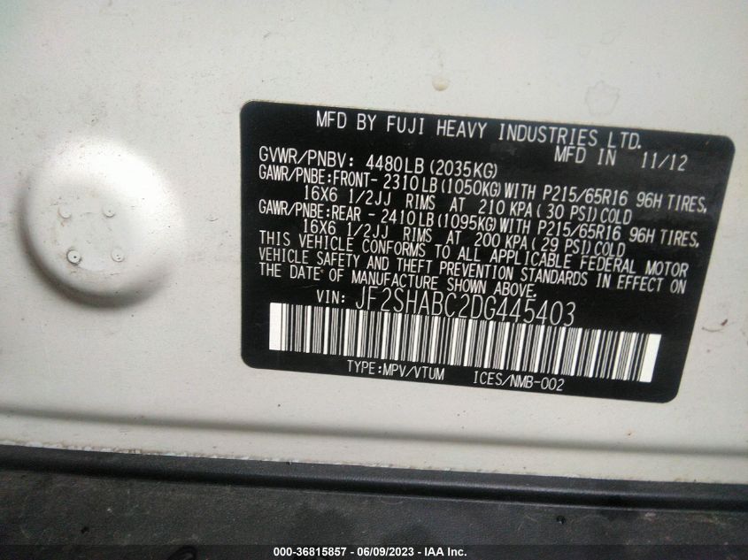 2013 SUBARU FORESTER 2.5X - JF2SHABC2DG445403