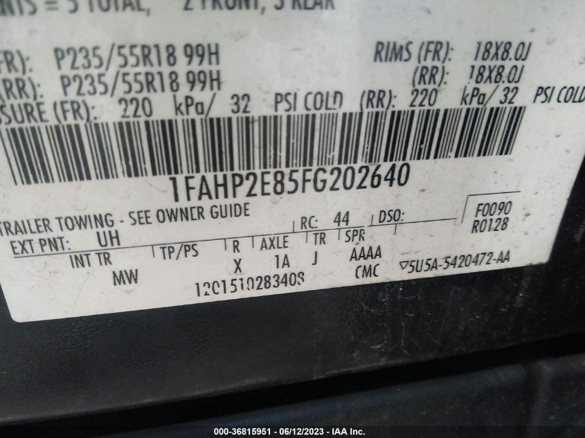 2015 FORD TAURUS SEL - 1FAHP2E85FG202640
