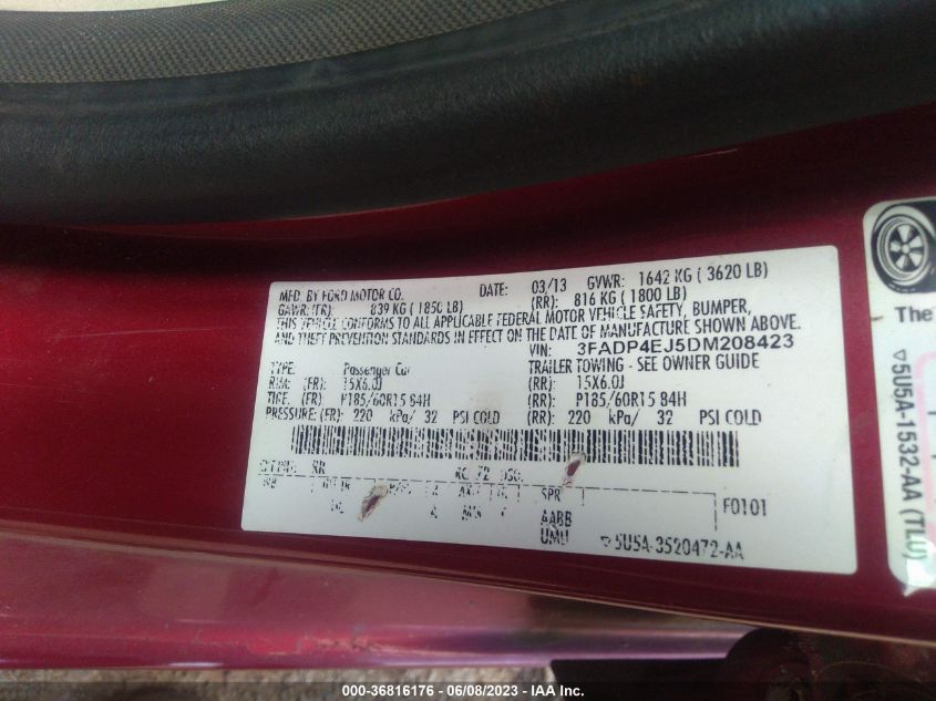 2013 FORD FIESTA SE - 3FADP4EJ5DM208423