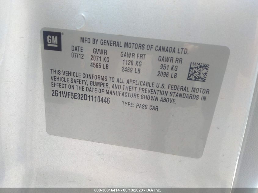 2013 CHEVROLET IMPALA LS - 2G1WF5E32D1110446