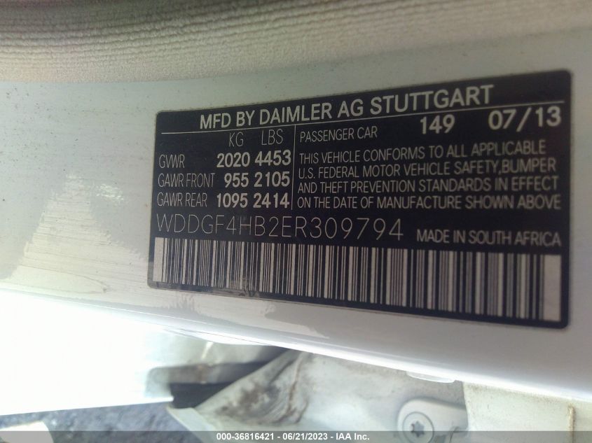 2014 MERCEDES-BENZ C-CLASS C 250 - WDDGF4HB2ER309794