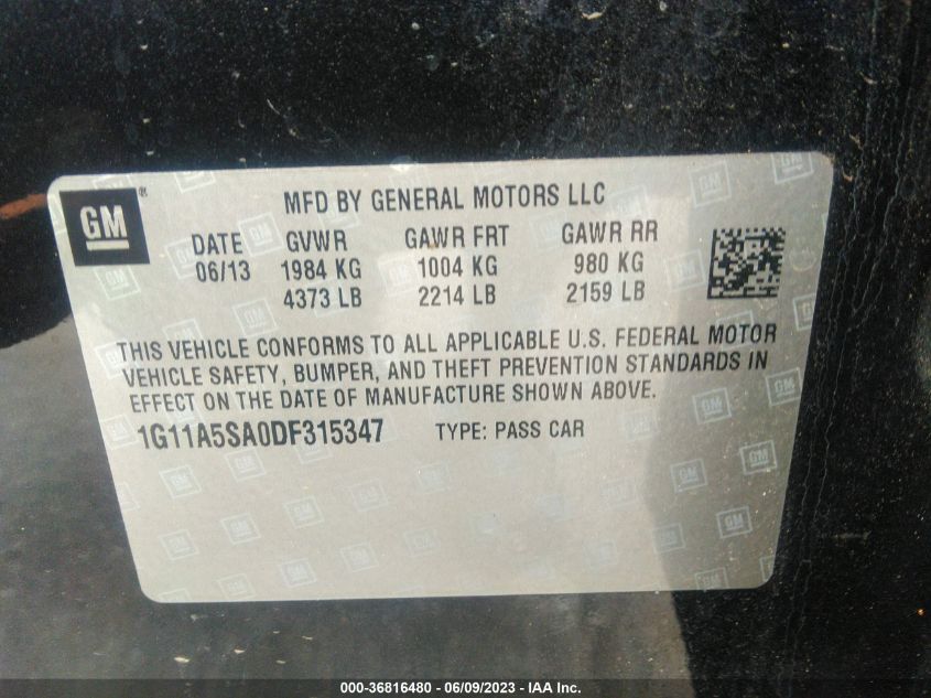 2013 CHEVROLET MALIBU LS - 1G11A5SA0DF315347