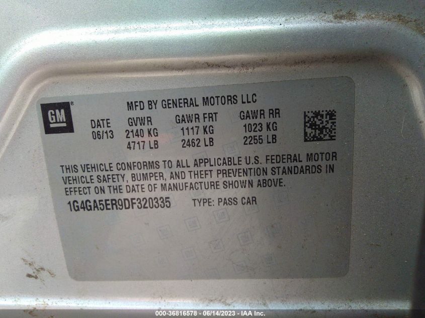 2013 BUICK LACROSSE BASE - 1G4GA5ER9DF320335