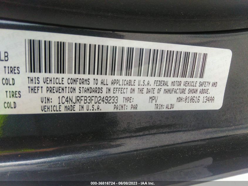 2015 JEEP PATRIOT HIGH ALTITUDE EDITION - 1C4NJRFB3FD249233