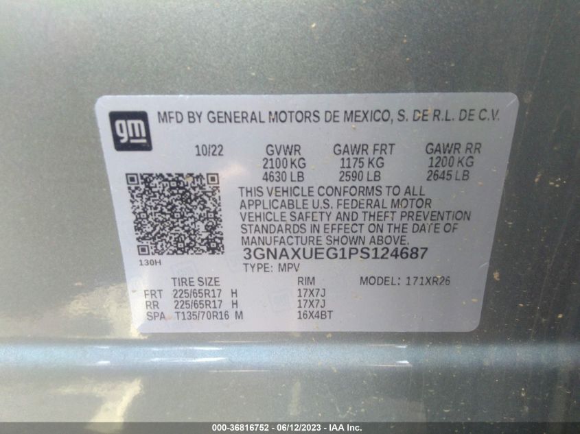 2023 CHEVROLET EQUINOX LT - 3GNAXUEG1PS124687