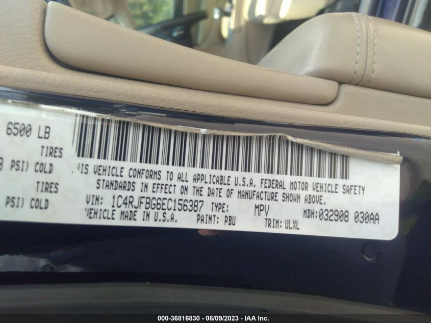 2014 JEEP GRAND CHEROKEE LIMITED - 1C4RJFBG6EC156387