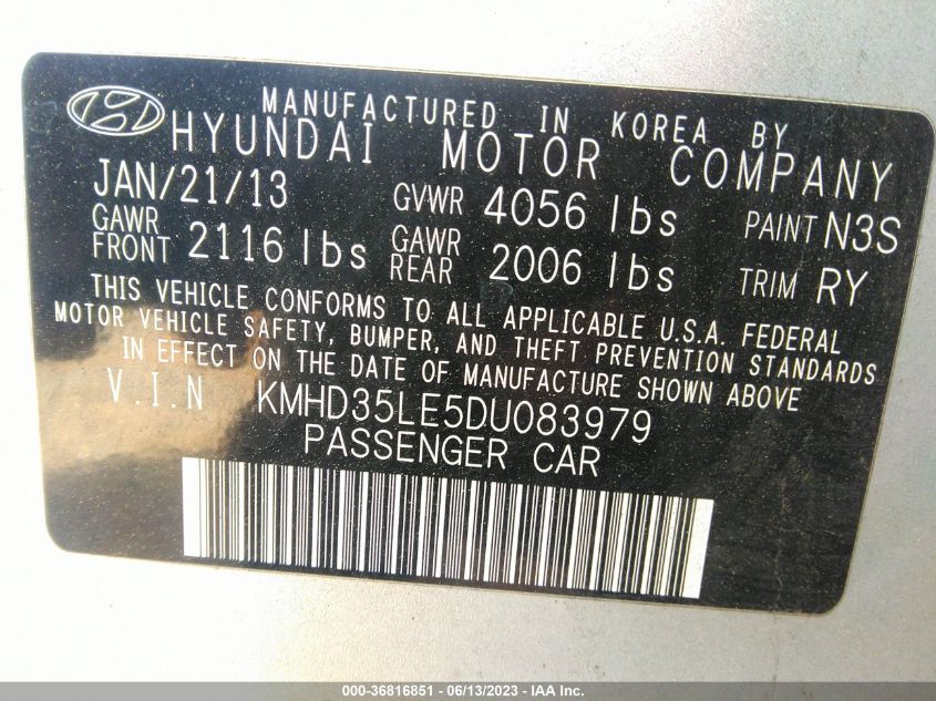 2013 HYUNDAI ELANTRA GT - KMHD35LE5DU083979