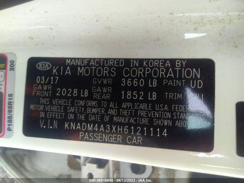 2017 KIA RIO LX - KNADM4A3XH6121114