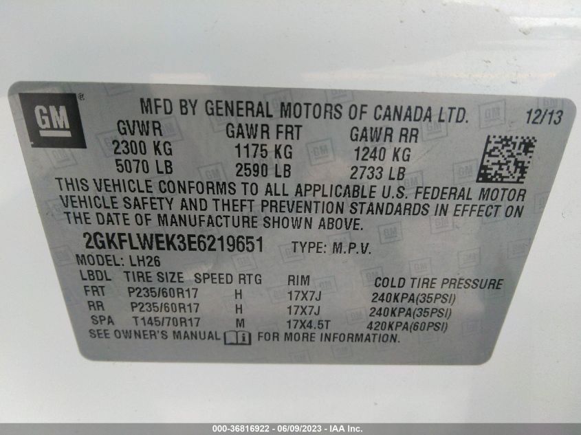 2014 GMC TERRAIN SLE - 2GKFLWEK3E6219651