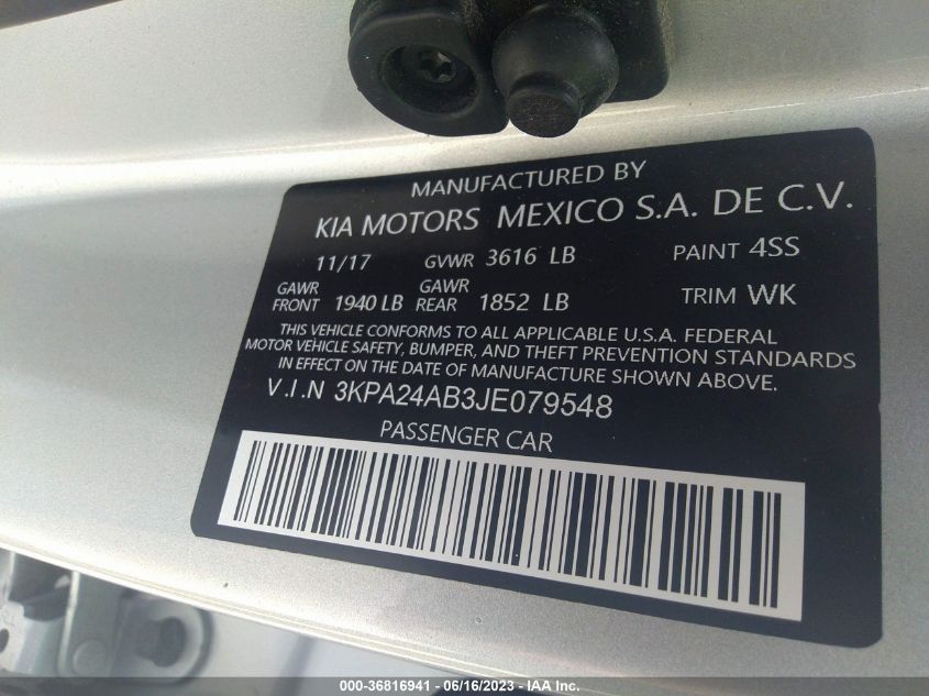 2018 KIA RIO LX/S - 3KPA24AB3JE079548