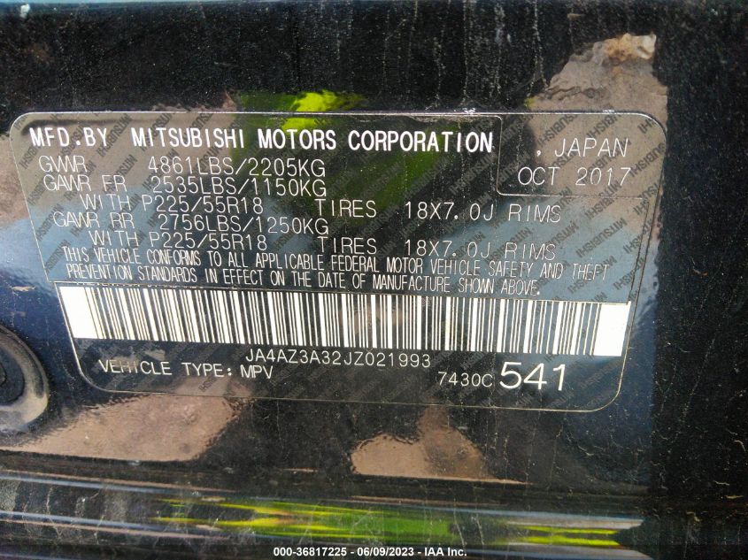 2018 MITSUBISHI OUTLANDER ES/SE/SEL/LE - JA4AZ3A32JZ021993